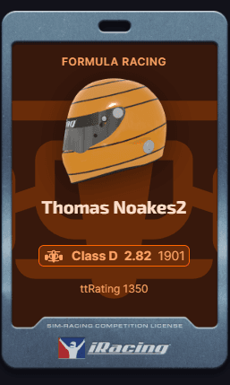 Thomas Noakes2 - Class D 1901 iRating