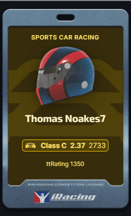 Thomas Noakes7 - Class C 2733 iRating